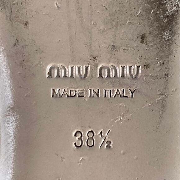 MIU MIU Size 8.5 Green Silver Paisley Textured Pointed Toe Bow Flats - Picture 8 of 8